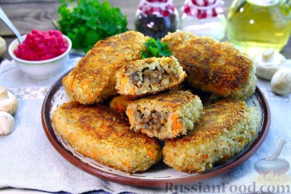 Рыбные зразы с грибами (без яиц)